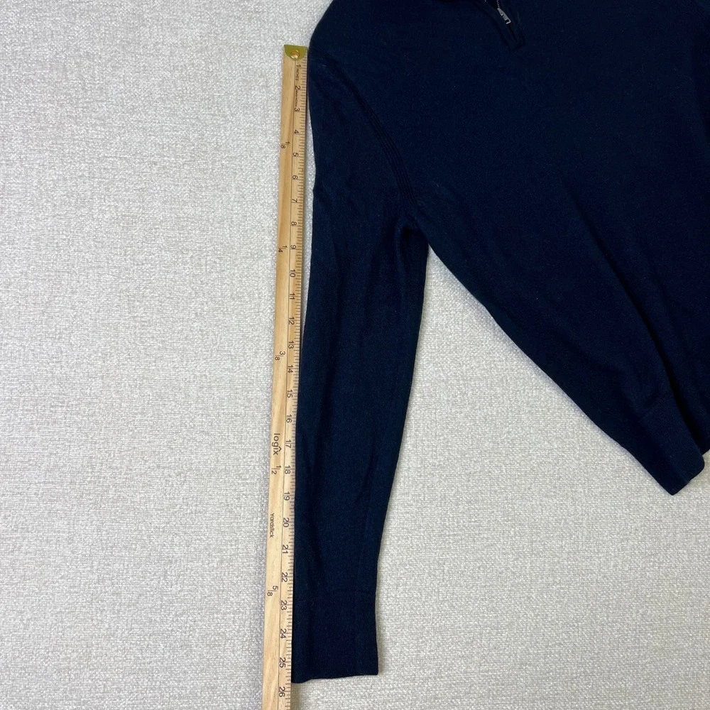 Banana Republic Mens Navy Blue 100% Extra Fine Merino Wool Quarter Zip Sweater L